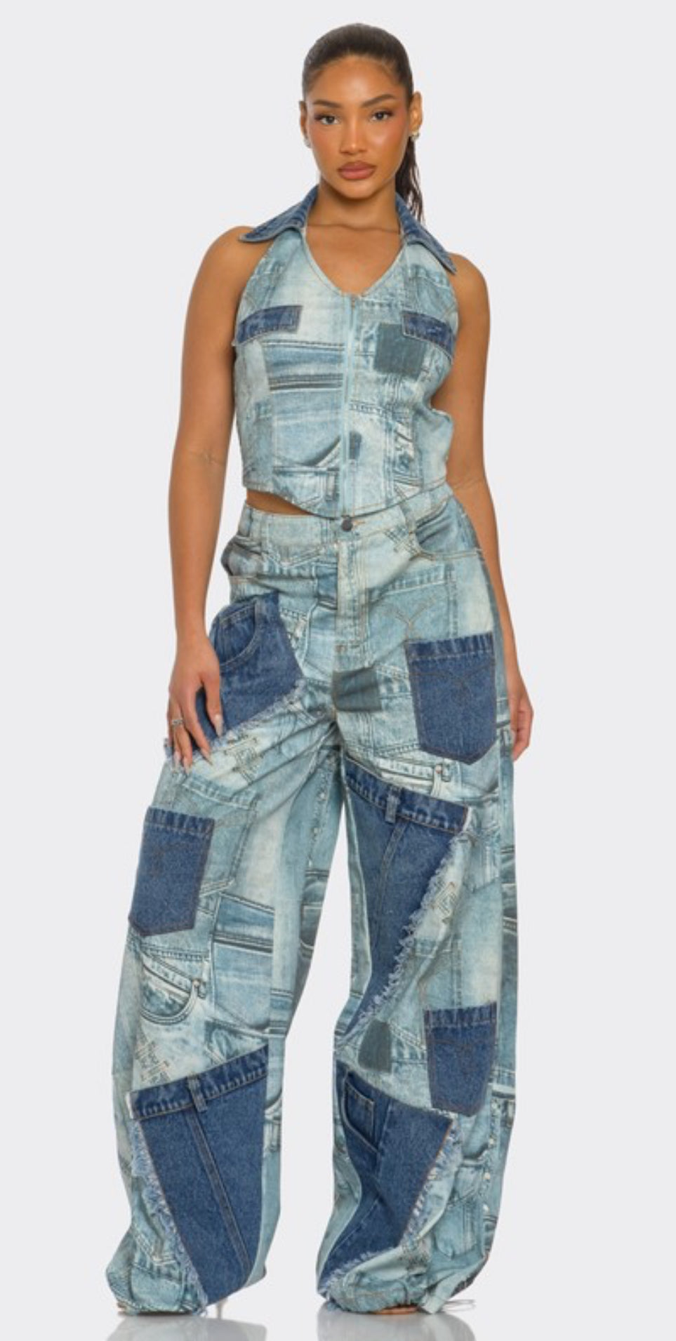 Praline Patchwork Halter and Pant Set (Available 4/25)