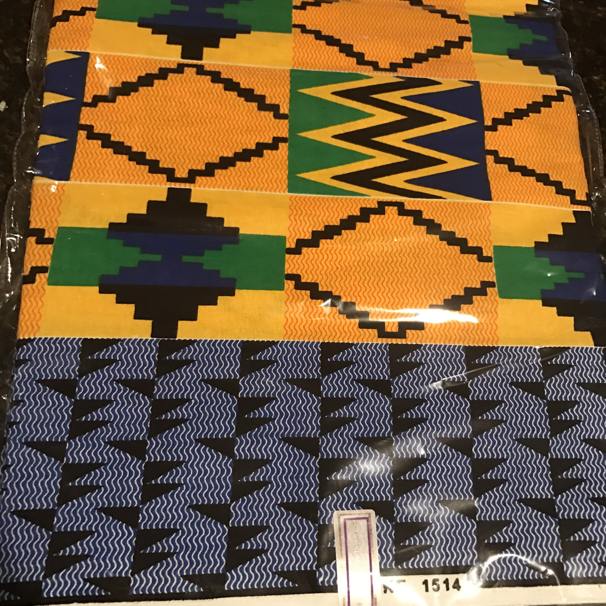 Ankara Fabric - Yellow and Green Kente