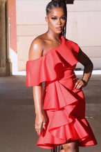 Rouche Red Ruffle Dress