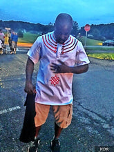 Mens White and Red Royalty Top