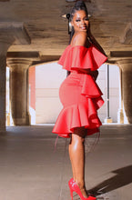 Rouche Red Ruffle Dress