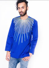 Mens Blue and Gold Ankara Royalty Top