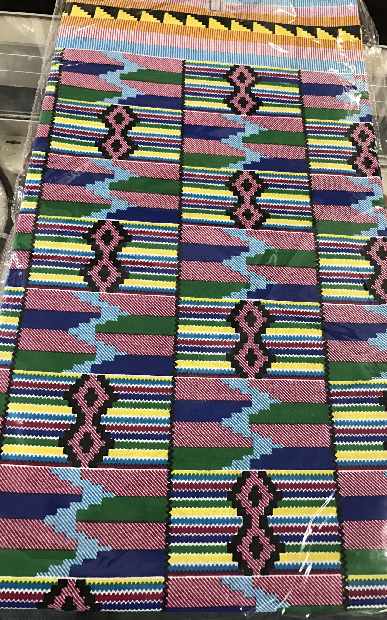 Ankara Fabric - Pink and Green Kente