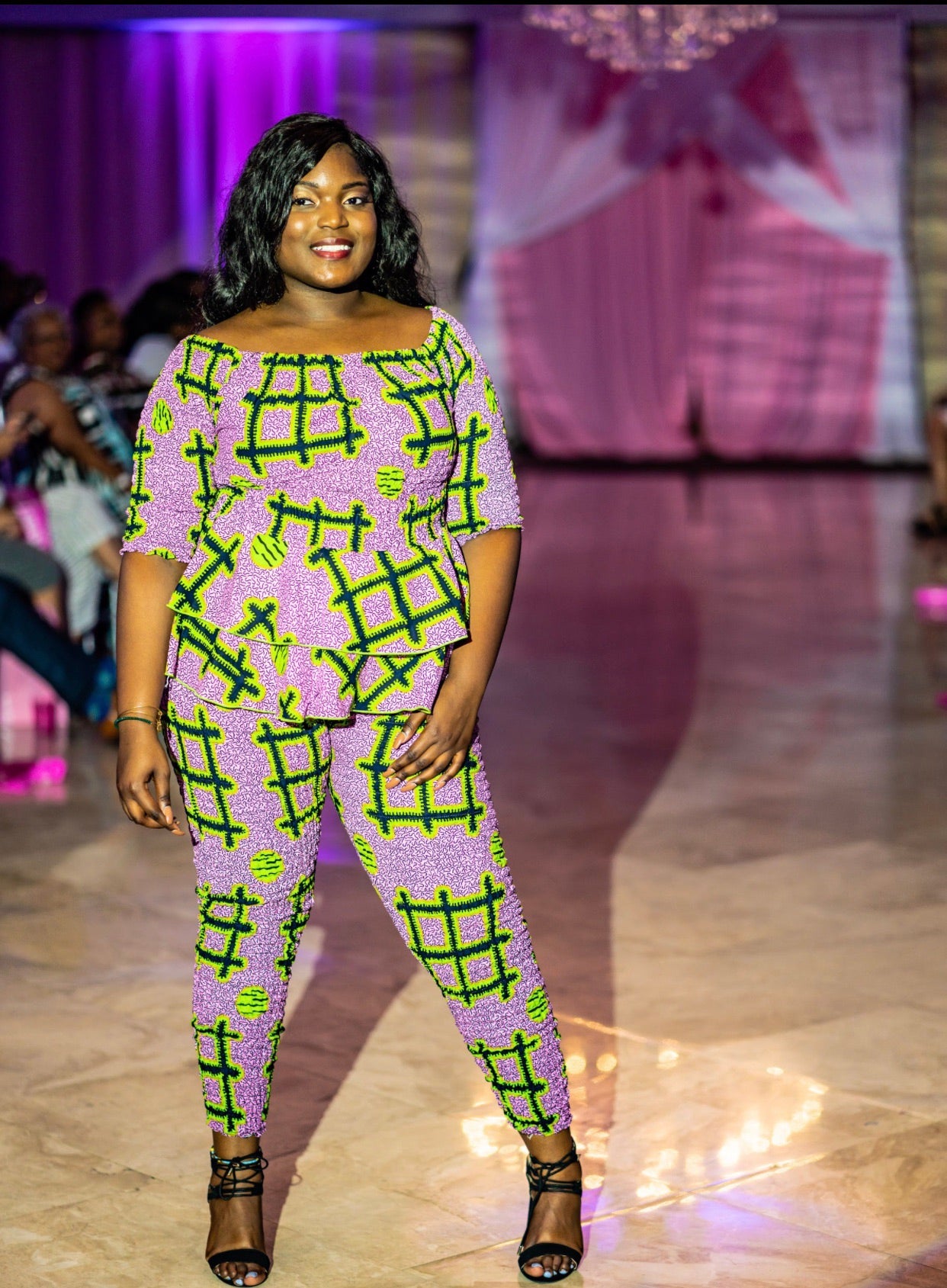 Purple Remi Peplum Top and Bottom Set