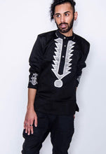 Mens Black and Silver Ankara Royalty Top