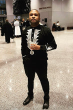 Mens Black and Silver Ankara Royalty Top