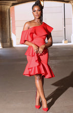 Rouche Red Ruffle Dress