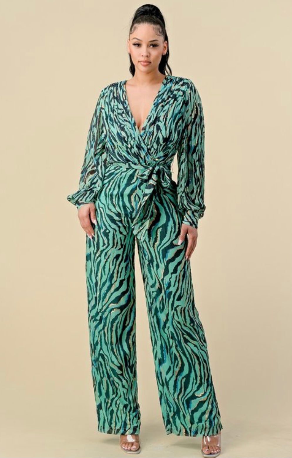 Sage Animal Craze Jumpsuit