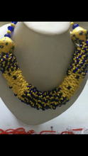 Yellow and Blue Goddess Necklace