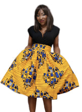 Yellow and Blue Ankara Midi Skirt