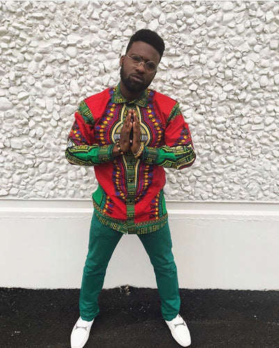 Red and Green Dashiki Angelina Top