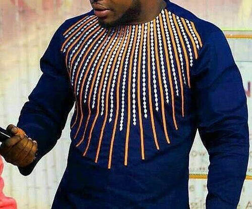 Navy Blue and White Royalty Top