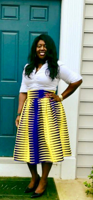 Purple and Yellow Nkrumah Midi Skirt