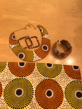 Yellow and Orange Ankara Waterfall Purse, Jewelry, and Headscarf Set