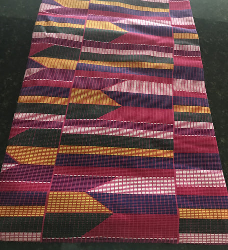 Pink Green and Yellow Kente