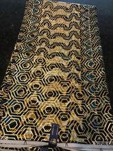 Gold and Blue Osikani Royalty fabric