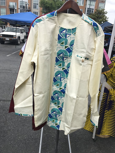 Mens Cream and Blue Top