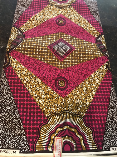 Pink and Brown Ankara Fabric