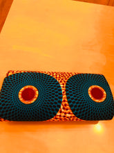 Orange and Blue Ankara Circles Jewelry, and Headscarf Set