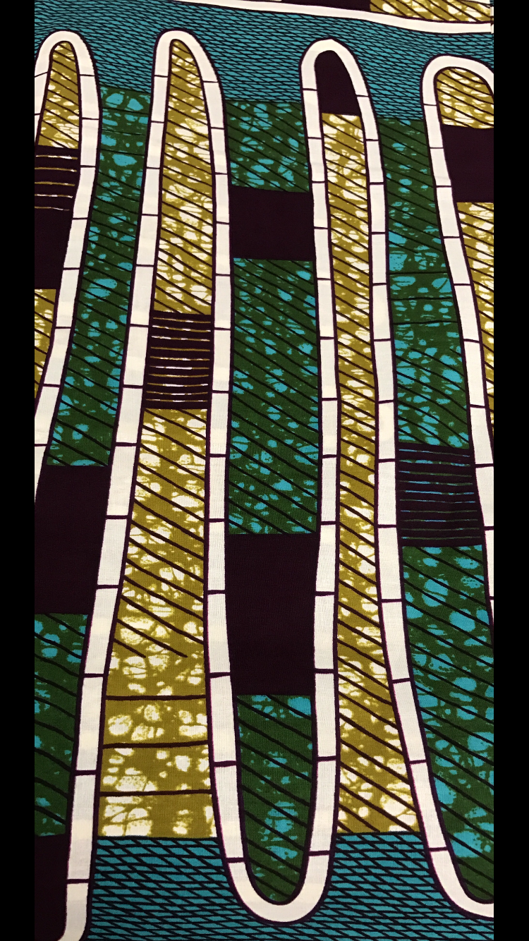 Ankara African Fabric- Green Stripes