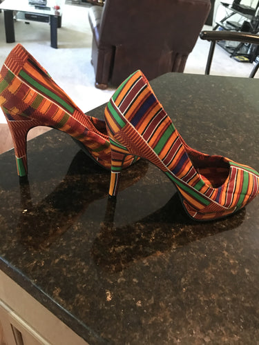 Kente Heels and Clutch with Jewelry Set