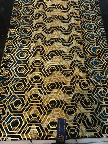 Gold and Blue Osikani Royalty fabric